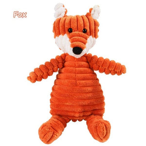 fox shape squeaky dog toy