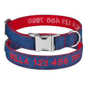 blue red personalized embroidered collar