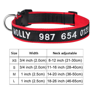 red black personalized embroidered dog collar