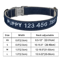 Load image into Gallery viewer, blue embroidered dog collar