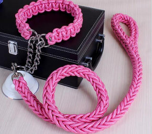 pink large dog collar leash set