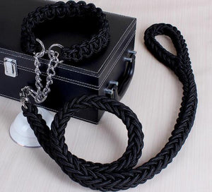 durable black dog collar leash set