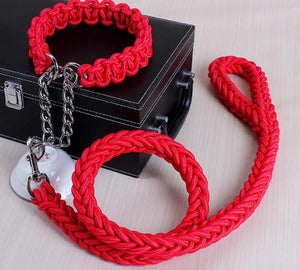 red big dog collar leash set