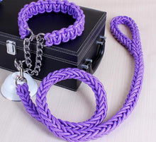 Load image into Gallery viewer, purple large dog collar leash set 
