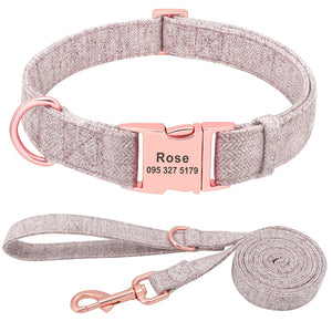 pink custom dog collar leash set