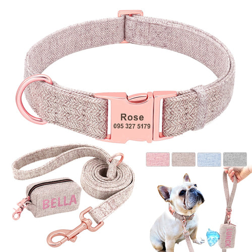 custom personalized dog collar leash set