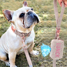 Load image into Gallery viewer, personalized dog collar leash set with poop bag