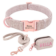 Load image into Gallery viewer, light pink personalized dog collar leash set