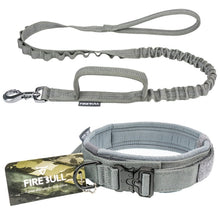 Load image into Gallery viewer, gray tactical dog collar leash set