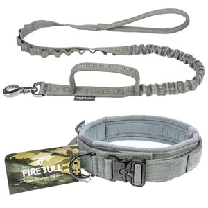 gray tactical dog collar leash set
