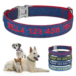 nylon personalized embroidered dog collar