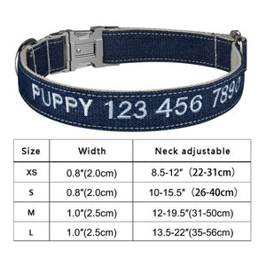 blue embroidered dog collar