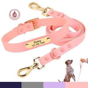 waterproof personalized dog collar leash set