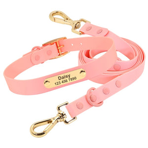 pink waterproof personalized dog collar